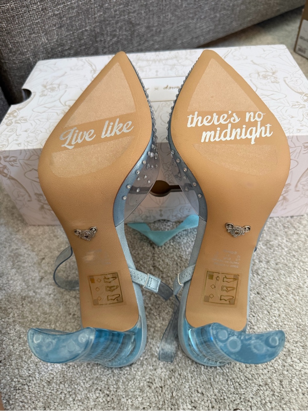 Crystal Embellished Clear Slingback Heels - Light Blue Aldo Disney Cinderella - Picture 4 of 7
